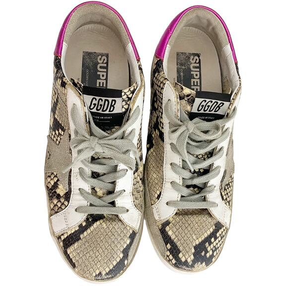 GOLDEN GOOSE Super-Star snake-effect leather sneakers 40 - Picture 2 of 11